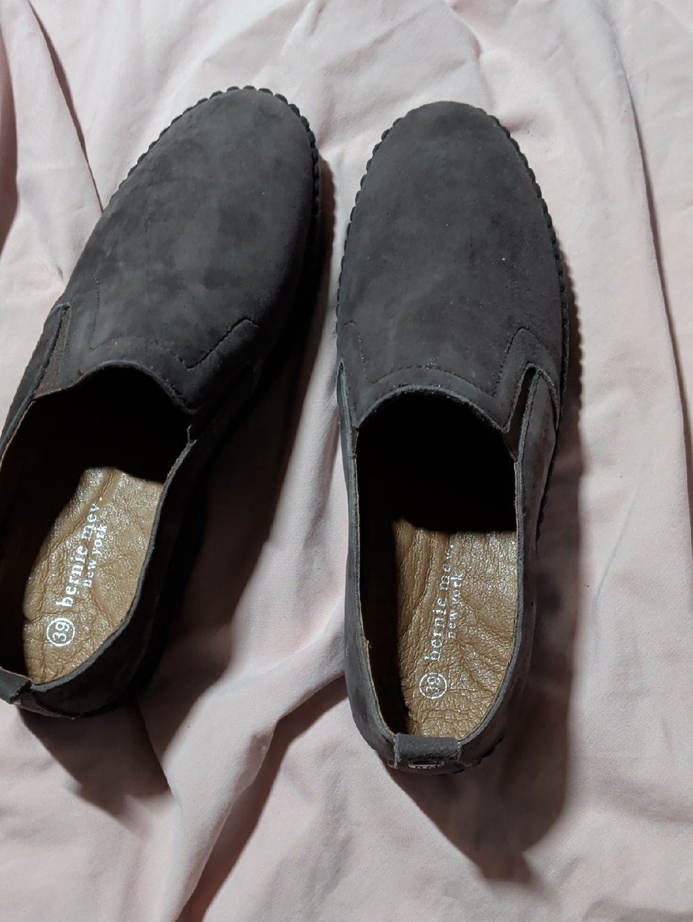 Bernie Mev Women's Slip-On Suede Loafers in Dark Brown.